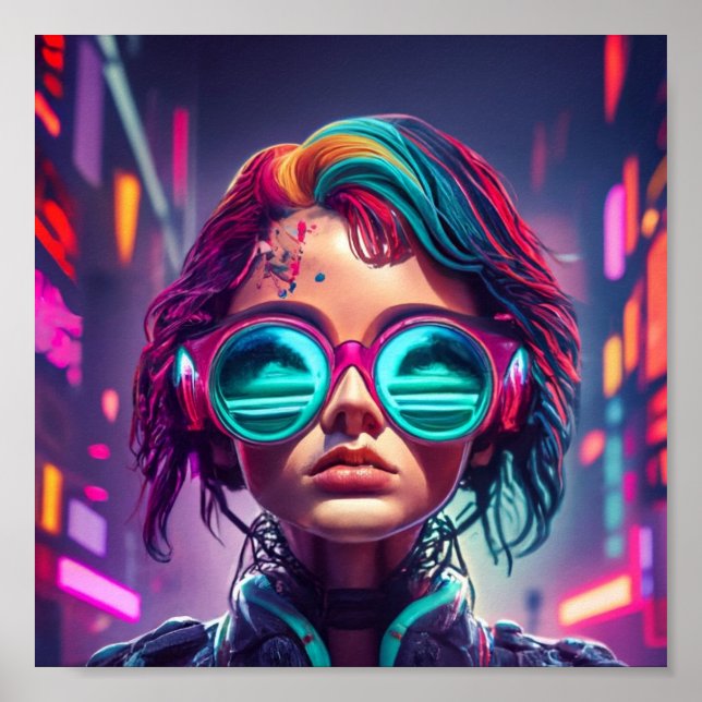 Anime Cyberpunk Girl Poster (Framsidan)