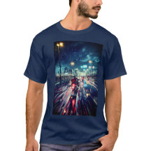 Anime Cyberpunk Rainy City Motorcycle