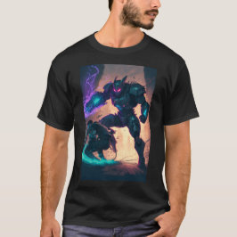 Anime Cyberpunk Super Hero Fighting Giant Robot T Shirt