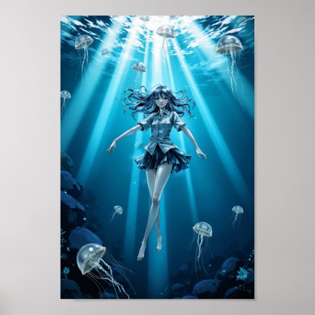 Anime Deep Ocean Glow Wall Art Poster (Framsidan)