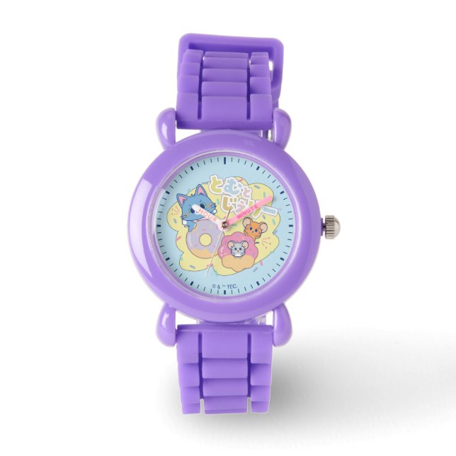 Anime Donut Delight med Tom, Jerry och Tuffy Armbandsur (Framsida)