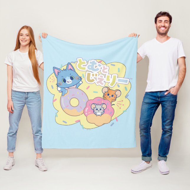 Anime Donut Delight med Tom, Jerry och Tuffy Fleecefilt (På plats)