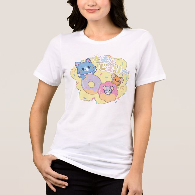 Anime Donut Delight med Tom, Jerry och Tuffy T Shirt (Framsida)