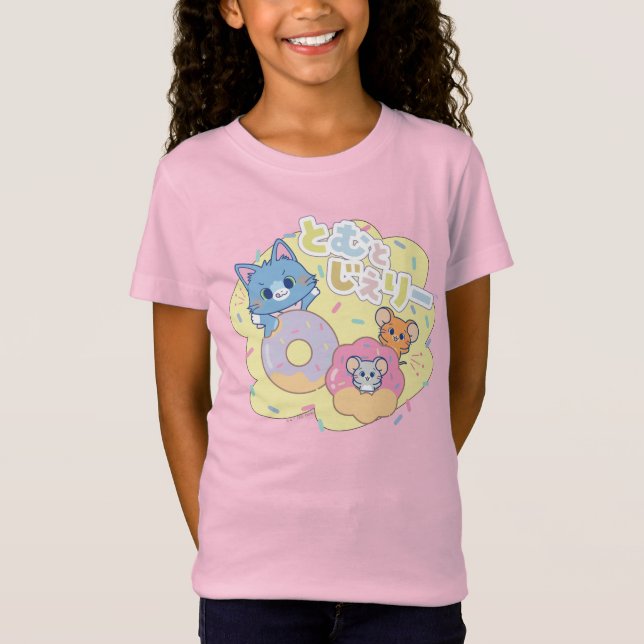 Anime Donut Delight med Tom, Jerry och Tuffy T Shirt (Framsida)