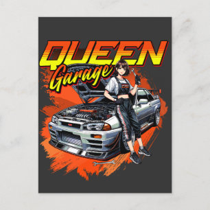 Anime Drift Mechanic Car - Garage Queen Art Helg Vykort