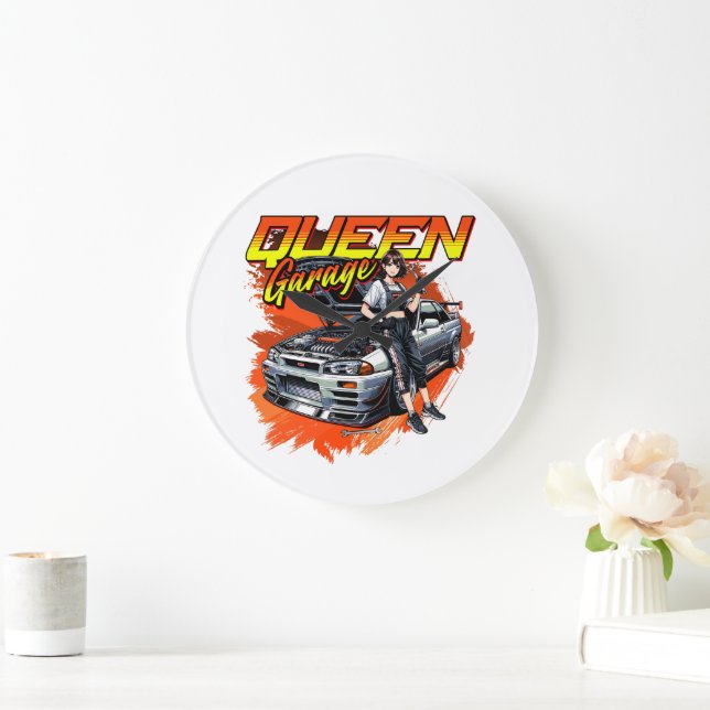 Anime Drift Mechanic Car - Garage Queen Art Stor Klocka (Hem)