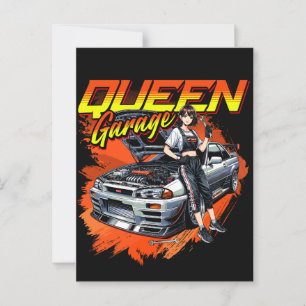 Anime Drift Mechanic Car - Garage Queen Art Vykort