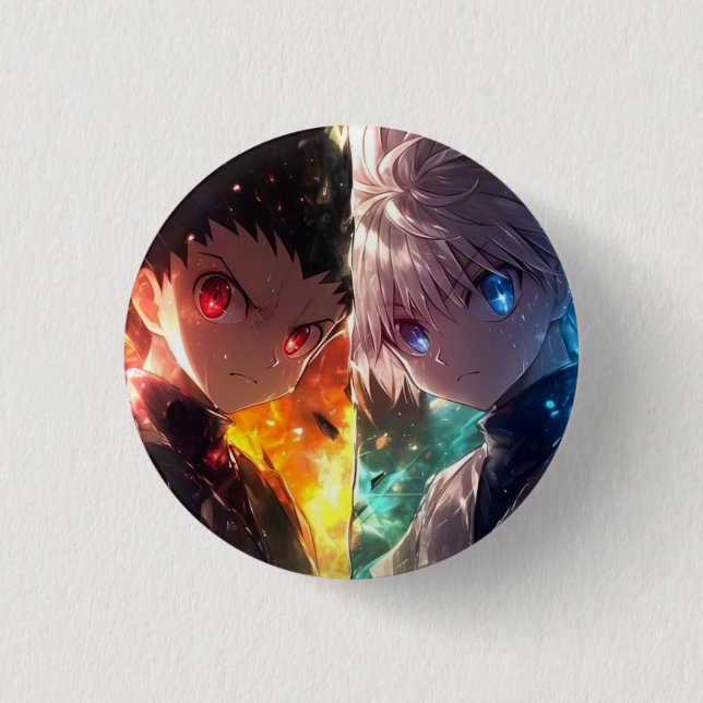 Anime Duo Dubbel Kraft Delad Grafisk Knapp (Framsida)