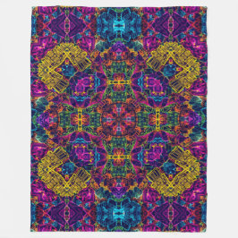 Anime Electric Neon Robot Satin Mandala Fleecefilt