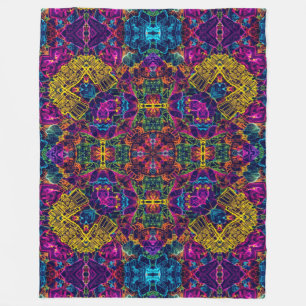 Anime Electric Neon Robot Satin Mandala Fleecefilt