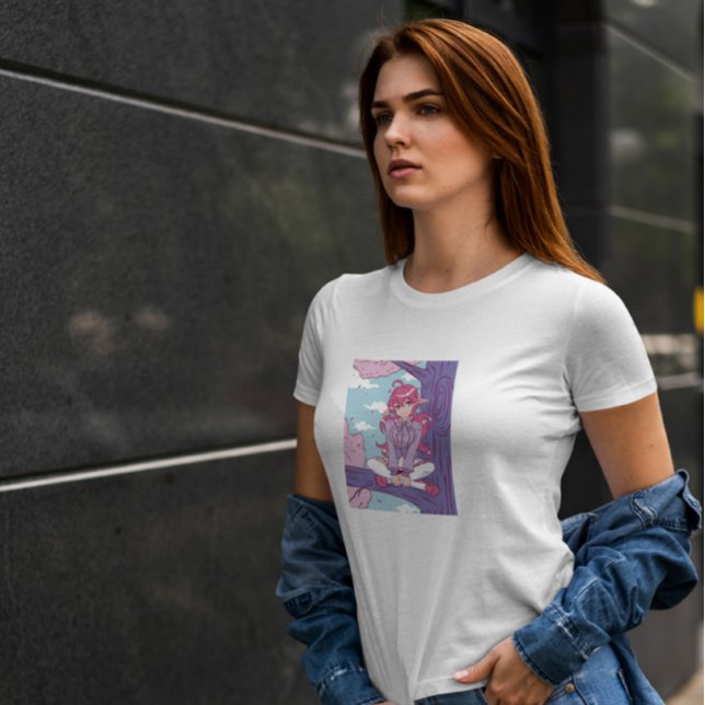 Anime Elf Girl i Träd T Shirt (Skapare uppladdad)
