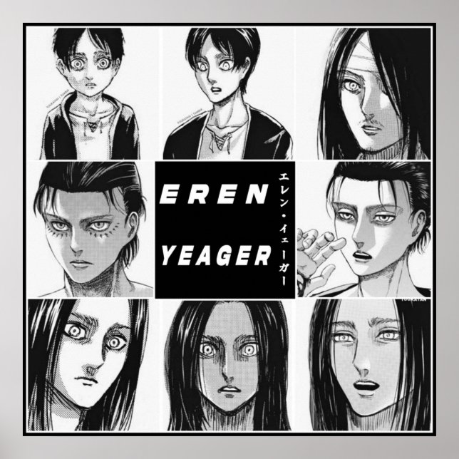 Anime Eren Yeager SnK Evolution Poster (Framsidan)