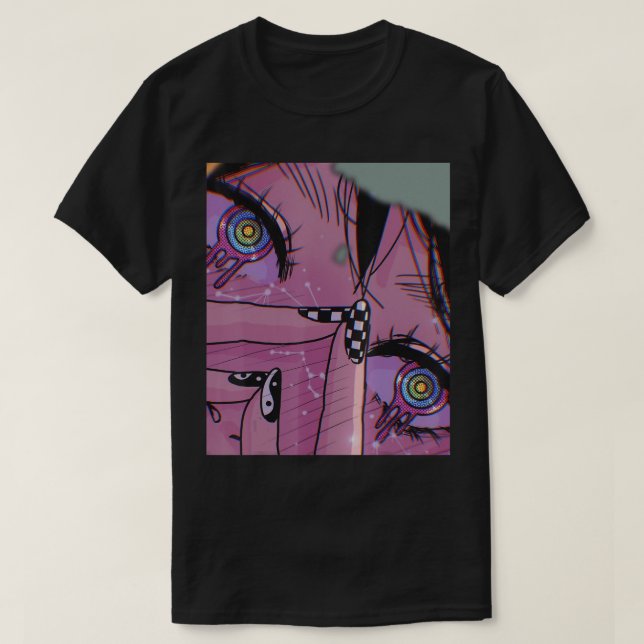 Anime Eyes Pastel Kawaii Girl Aesthetic Japanese O T Shirt (Design framsida)