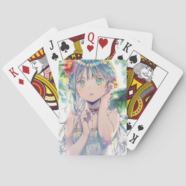Anime faced box of playing cards casinokort (Baksidan)