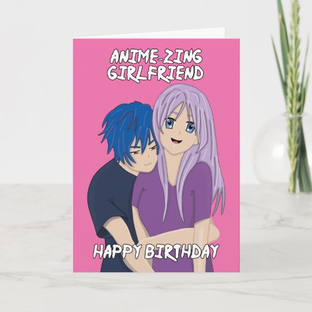 Anime Fantastisk Girlkompis-födelsedagskort Kort (Framsida)