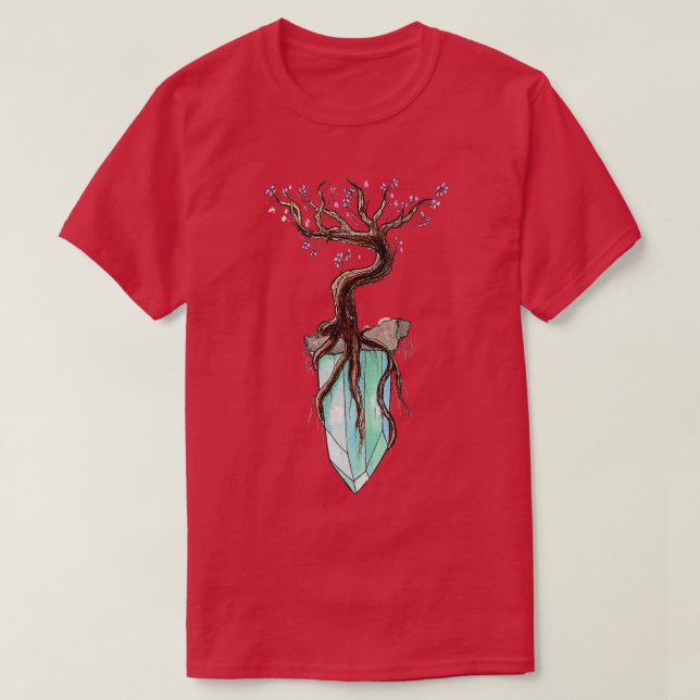 Anime Fantasy Sakura Träd om Flytande av Crystal T Shirt (Design framsida)