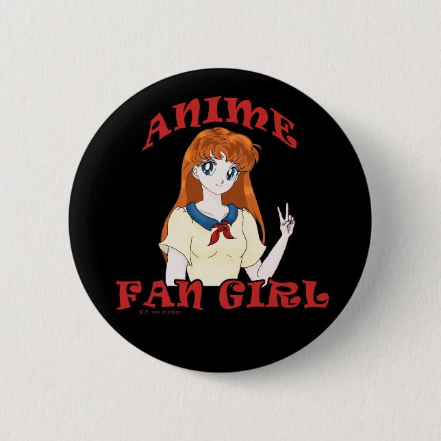 Anime Fläkt Girl Stift och Buttons Knapp (Framsida)