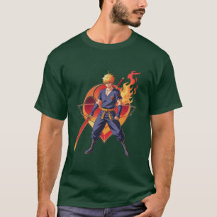 Anime Flame Warrior T-Shirt - Epic Samurai Design