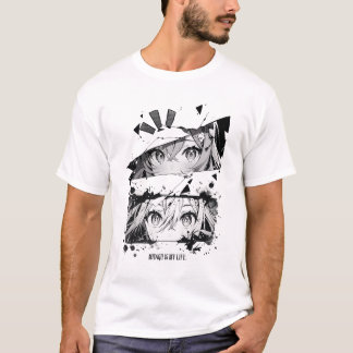 Anime Flick Illustrerad T-Shirt – Sött Manga Mönst