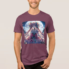Anime Flicka Blomma Måne Älva T Shirt