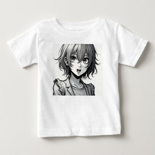 Anime Flicka | Dynamisk Action‑Stil Karaktärsdesig T Shirt (Framsida)