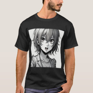 Anime Flicka Dynamisk Action‑Style Karaktärsdesi T Shirt