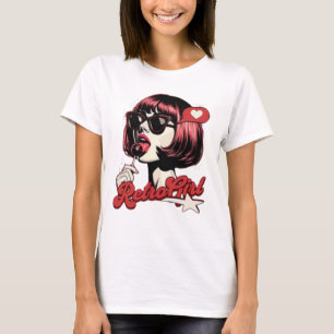 Anime Flicka Pop Art Grafisk T-Shirt - Söt Retro M