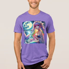 Anime Flicka Sjunger Månsken Pixie Regnbåge Havsfr T Shirt