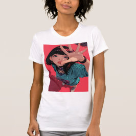 Anime Flicka T-shirt Högkvalitativt Tryck