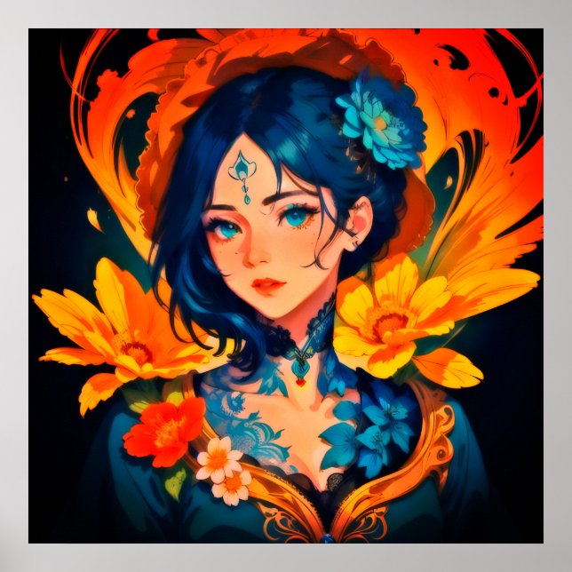 Anime Flower Queen Poster (Framsidan)