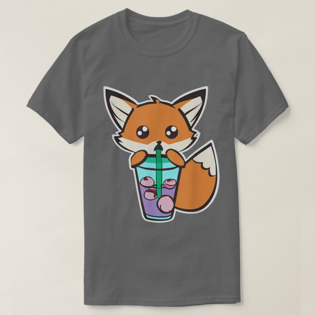 Anime Fo Drinking Boba Mjölk Bubble Tea Kawaii 100 T Shirt (Design framsida)