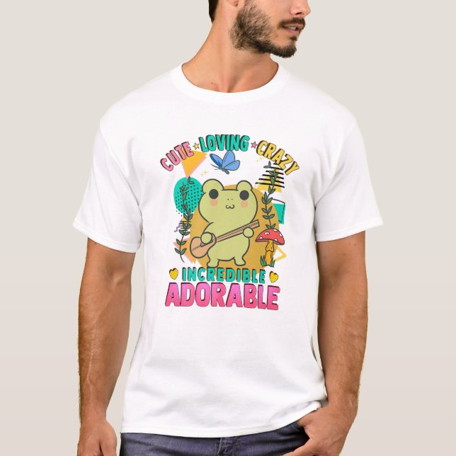 Anime Frog Mushroom - Cute Kawaii - Loving Crazy A T Shirt (Framsida)