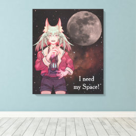 Anime, full moon, Nebula Canvastryck