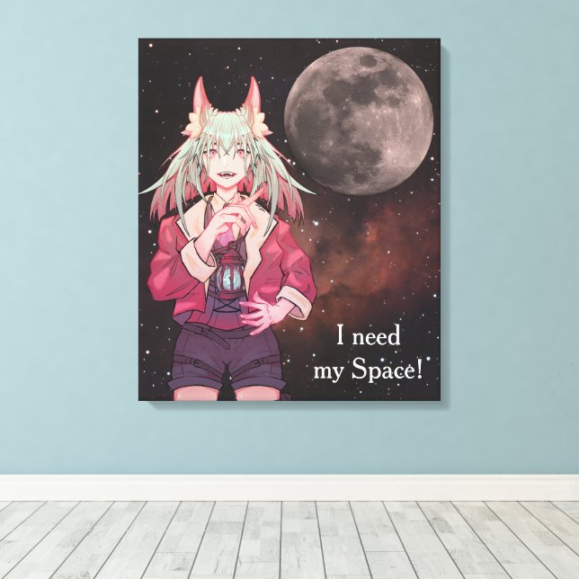 Anime, full moon, Nebula  Canvastryck (Insitu (trägolv))