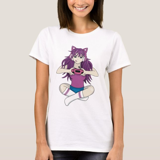 Anime Gamer Girl T-Shirt (Framsida)