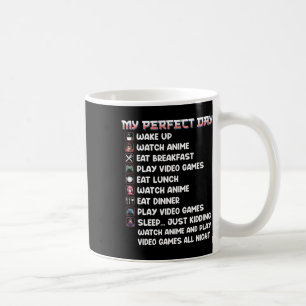 Anime Gamer Shirt My Perfekt Day Watch Anime Play Kaffemugg