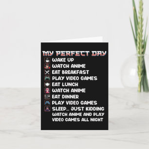 Anime Gamer Shirt My Perfekt Day Watch Anime Play Kort