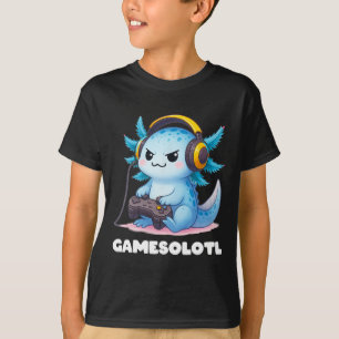 Anime Gamesolotl Axolotl Boys 10-12 Kid Gamer Gami T Shirt