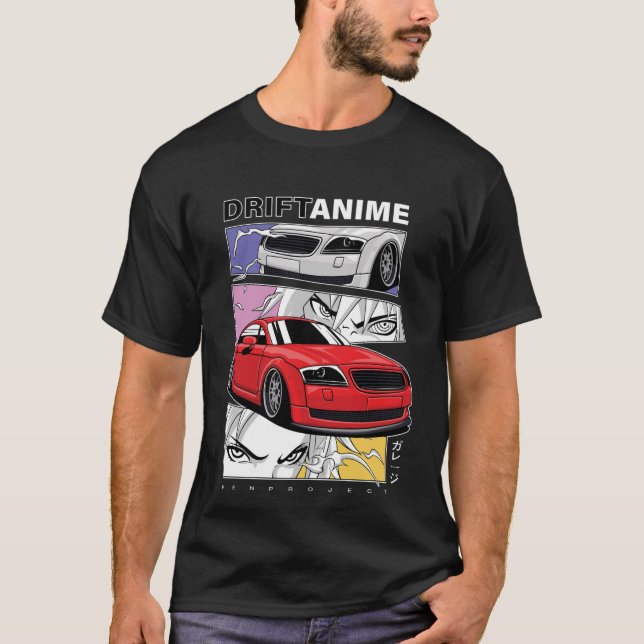 Anime-gatukonst med racingbil t shirt (Framsida)