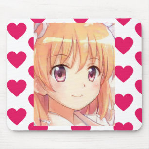 Anime ginger-hårig flicka plum öga musmatta