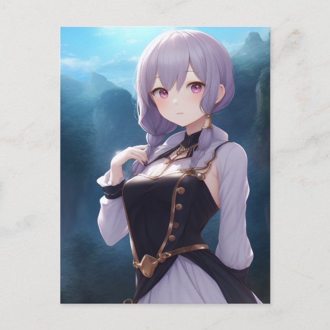 Anime Girl 001 Vykort (Framsida)