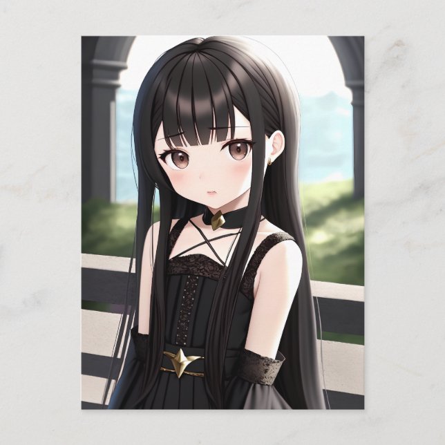 Anime Girl 008 Vykort (Framsida)