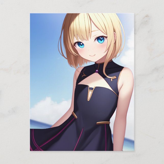 Anime Girl 009 Vykort (Framsida)