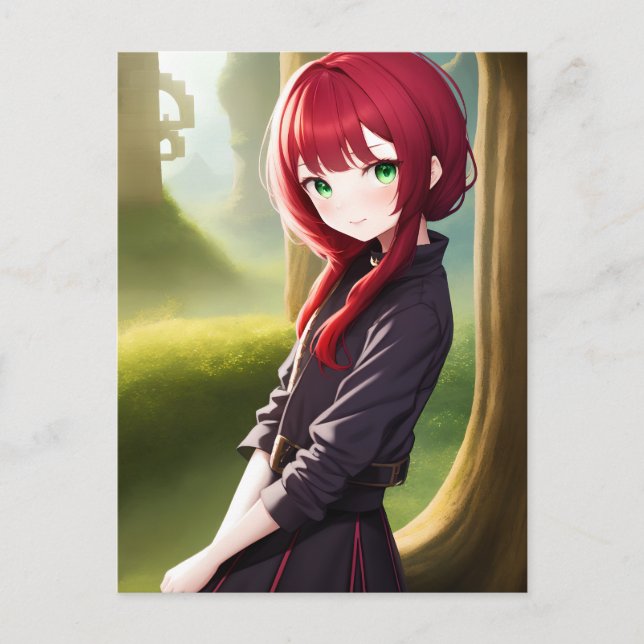 Anime Girl 011 Vykort (Framsida)