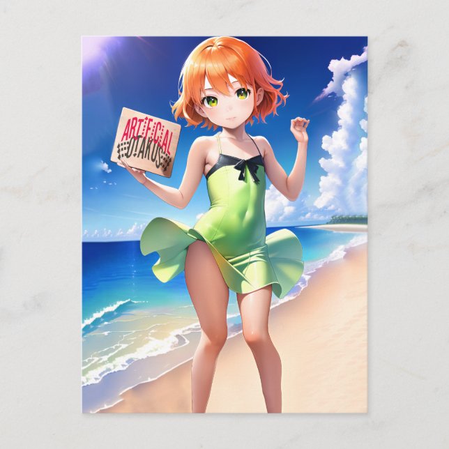 Anime Girl 026 Vykort (Framsida)