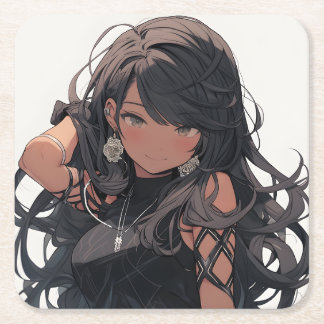 Anime girl #1 underlägg papper kvadrat