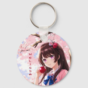 Anime Girl Add Namn Nyckelring