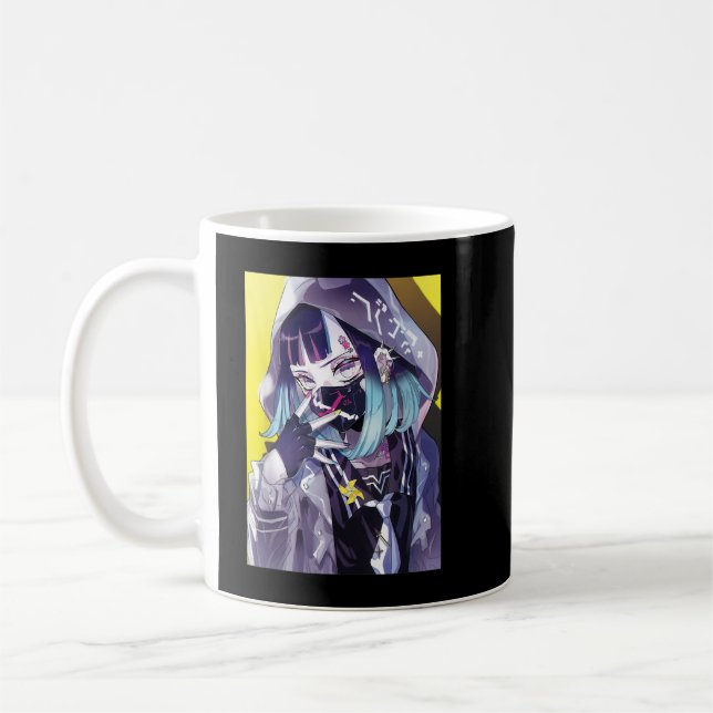 Anime Girl Aesthetic Yami Kawaii Edgy Vaporwave Wa Kaffemugg (Vänster)