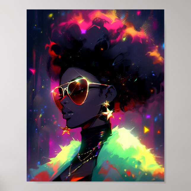 Anime Girl African American Art Poster (Framsidan)