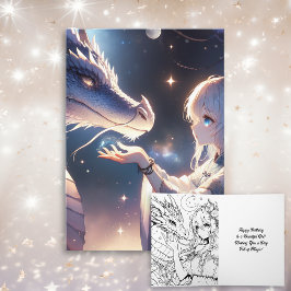Anime Girl and Her Dragon Mystical Birthday Kort